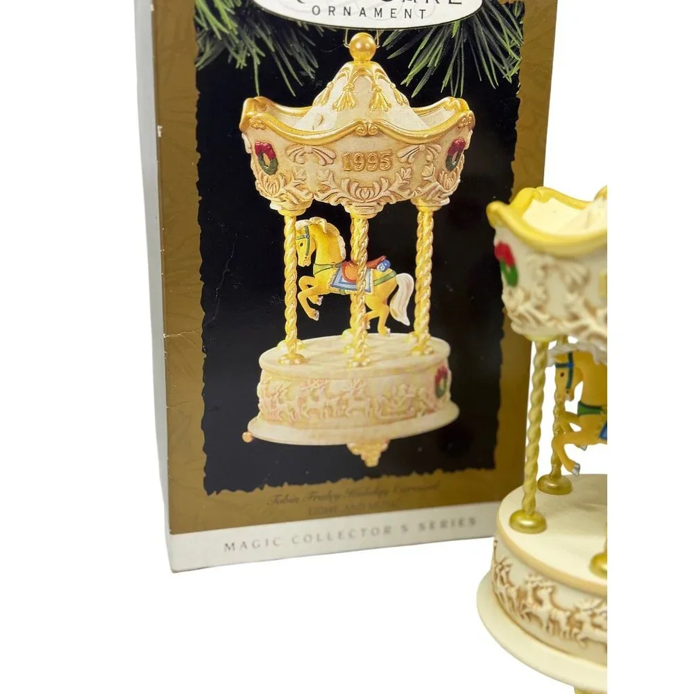 VTG Hallmark Keepsake 1995 Tobin Frale Holiday Carousel Lights Music Ornament 5